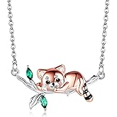 POPLYKE Panda/Red Panda/Raccoon/Cardinal Necklace Jewelry Sterling Silver Cute Animals Pendant Necklace Jewelry for Women