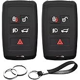 INFIPAR 2pcs Compatible with Land Rover Range Rover Evoque Sport Velar Defender 110 130 90 Discovery Sport Jaguar E-Pace F-Pace F-Type I-Pace XE XF XJ Key Fob Cover Case Key Chain Protector Holder