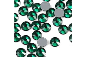 Dowarm Hotfix Crystal Rhinestones, Hot Fix Crystals for Crafts Clothes, Flatback Glass Crystal for Decoration, Round Gems (Emerald/Green, SS16 1440PCS)
