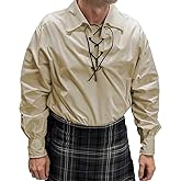 Men’s Long Sleeve Jacobite Ghillie Shirt for Kilts with Leather Tie - Cream - Comfortable fit for All Occasions Perfect for Formal and Casual wear.