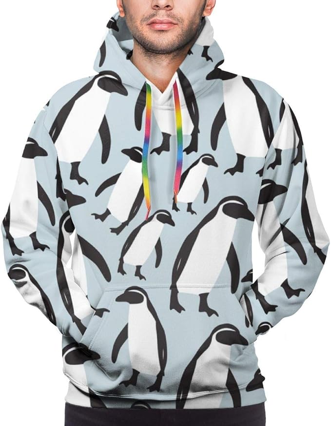 Men's Hoodie Penguins Cartoon Print Sweate Sweatshirt Men's Casual Hoodie Casual Top Hooded ...