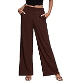 M MOTEEPI Women's Wide Leg Waffle Knit Pants with Pockets 29" Inseam Ladies Slacks for Dressy Casual,Business, Work, Lounge