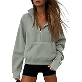 ATHMILE Womens Sweatshirts Half Zip Cropped Pullover Fleece Quarter Zipper Hoodies 2026 Fall Fashion Outfits Clothes