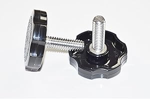 LOCEZY 5/16-18 x 1" Thumb Screw Thumbscrew Black Thumb Screws Stainless Steel Standard Coarse Threads Clamping Rosette Knobs - Made in The USA (10)