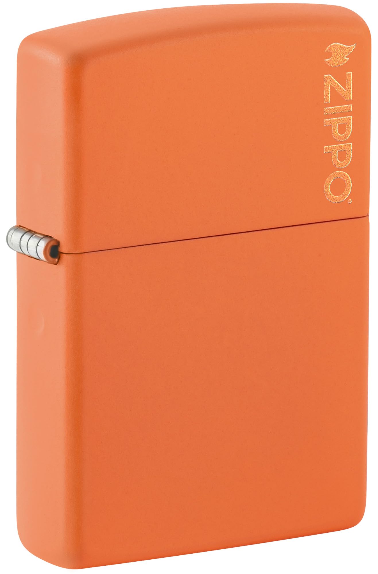 Zippo Windproof Lighter - Logo - Orange Matte, Laser Engrave - Refillable for Lifetime Use - Adjustable Flame - Gift Box - Metal Construction - Made in USA