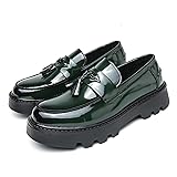 Men's Black Soft Patent Leather Platform Chunky