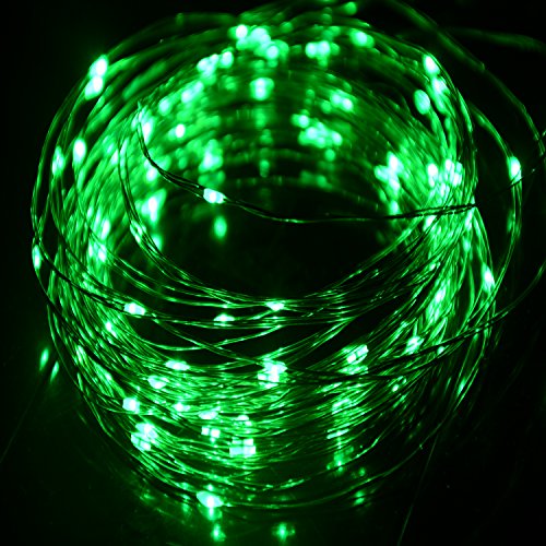 HAHOME Waterproof Led String Lights,33Ft 100 LEDs Indoor and Outdoor Starry Lights with Power Supply for Christmas Wedding and Party Decoration,Green