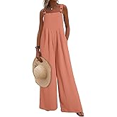 Dokotoo Women's Casual Loose Overalls Jumpsuits One Piece Sleeveless Wide Leg Long Pant Rompers With Pockets
