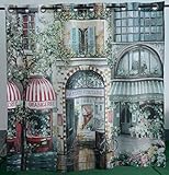 Goodbath Hookless Shower Curtains-Mildew Free Water Repellent -100% Polyester- 72 Inch by 72 Inch, City Garden