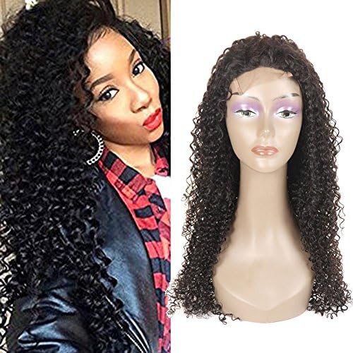 Ossilee Hair Brazilian Curly Lace Front Wigs 130% Density Kinky Culy Human Hair Lace Wig Preplucked Curly Virgin Hiar Wigs (18inch, Natural Color)