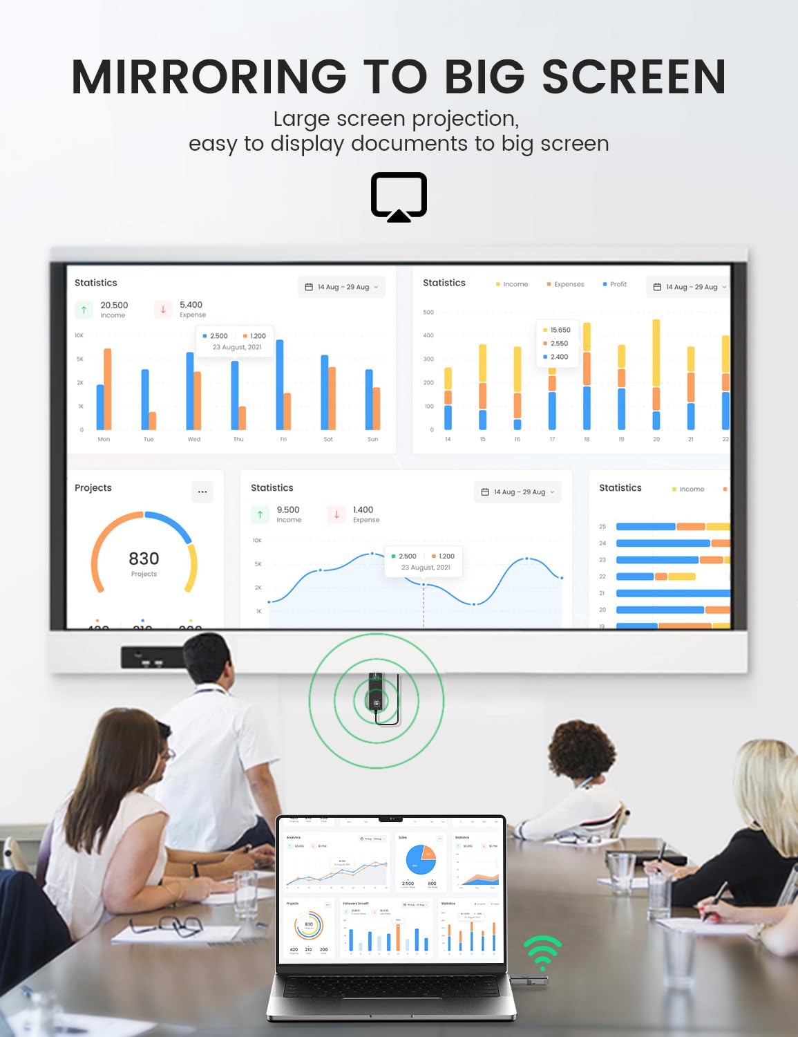 Gityso Wireless HDMI Transmitter and Receiver, Tiny Plug & Play 2.4G/5G Portable Wireless HDMI Extender Transmitter and Receive for Streaming Video/Audio from Laptop/PC to HDTV/Projector/Monitor