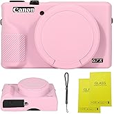 SZHSYJY Case for Canon Powershot G7 X Mark III Digital Camera,Soft Silicone Case for Canon Powershot G7X Mark III DSLR Camera,Comes with 2 Screen Protectors and 1 Wrist Strap. (Pink)