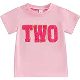 BULINGNA Kids Toddler Baby Girl Birthday T-Shirt Summer Short Sleeve Numbers Embroidery Tee Tops Birthday Outfit Gift 1-6T