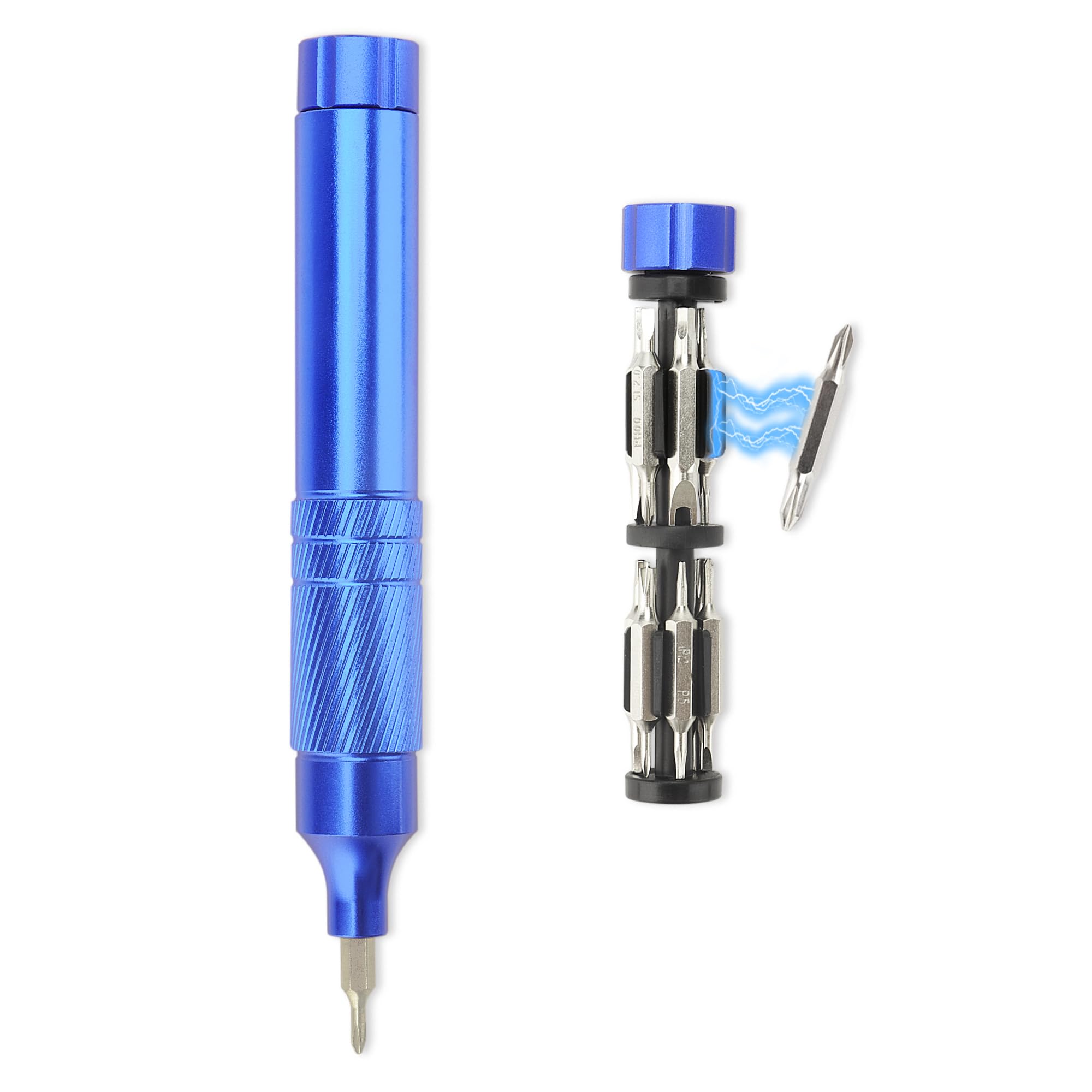 PRIDE&CRAFT 24-in-1 Precision Screwdriver Set, Small Screwdriver Set, Glasses Repair Kit, Pen Screwdriver with 12pc Double-end S2 Steel Bits, Ideal for Eyeglass, Watch, Jewelry and Electronics, Blue