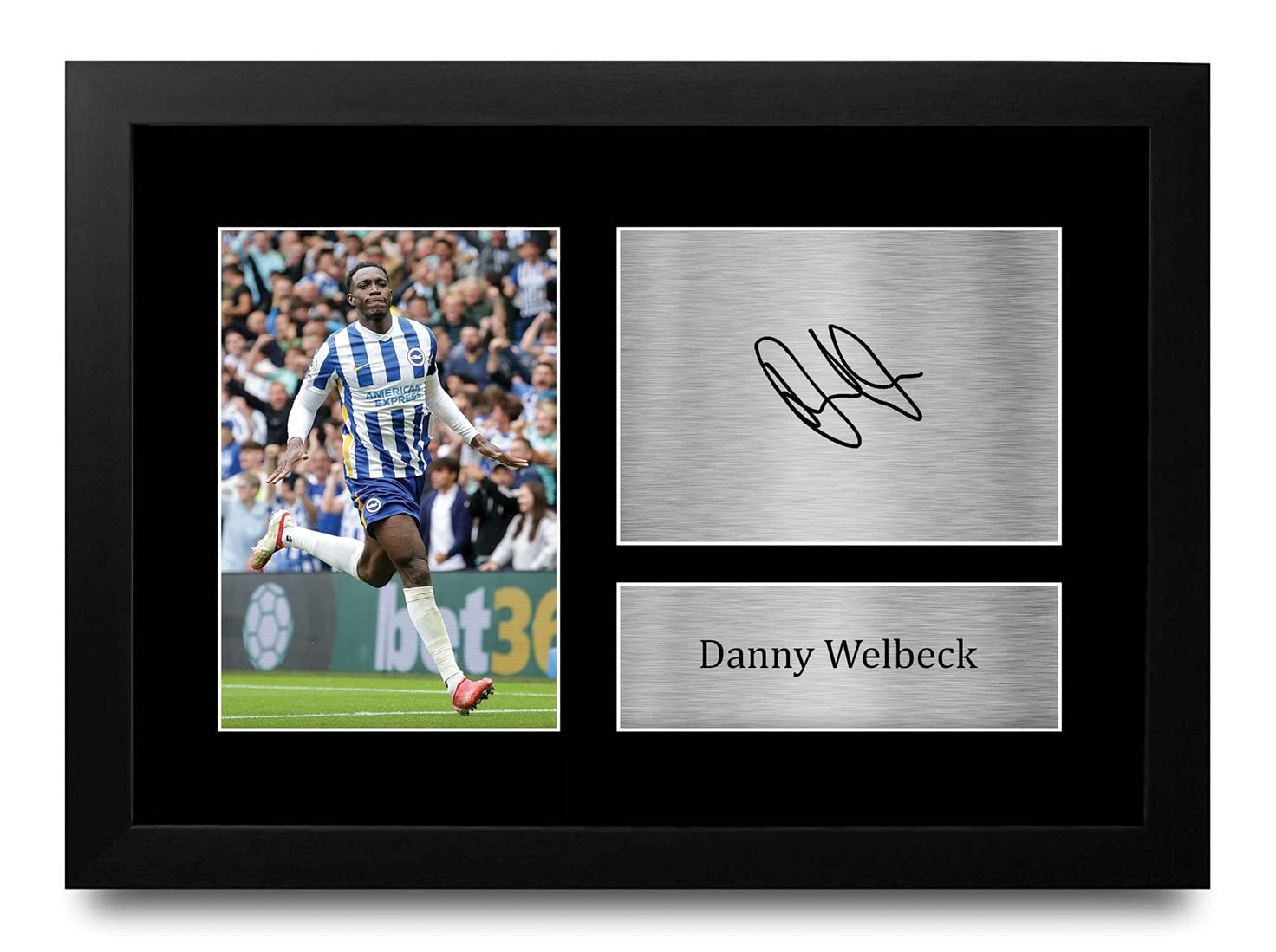 HWC Trading FR A4 Danny Welbeck Brighton & Hove Albion Gifts Printed Signed Autograph Picture for Football Fans and Supporters - A4 Framed
