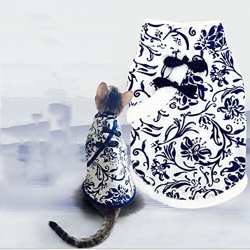 Rainflower Blue and White Porcelain Warm Puppy Dog Costumes Cat Pet Winter Coat