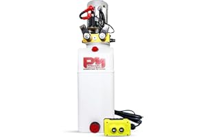 Primary Mover Hydraulic Pump for Dump Trailer - 12Vdc Double Acting Hydraulic Power Unit - Dump Trailer Pump 8 Quart Poly Reservoir with Remote Controller (PFP-DA08P)