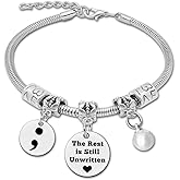 Mental Health Gifts Mental Health Awareness Bracelets for Women Friends Suicide Prevention Awareness Gift Bracelets Jewelry Semicolon Gift for Women Inspirational Motivational Gifts Positivity Present for Friends