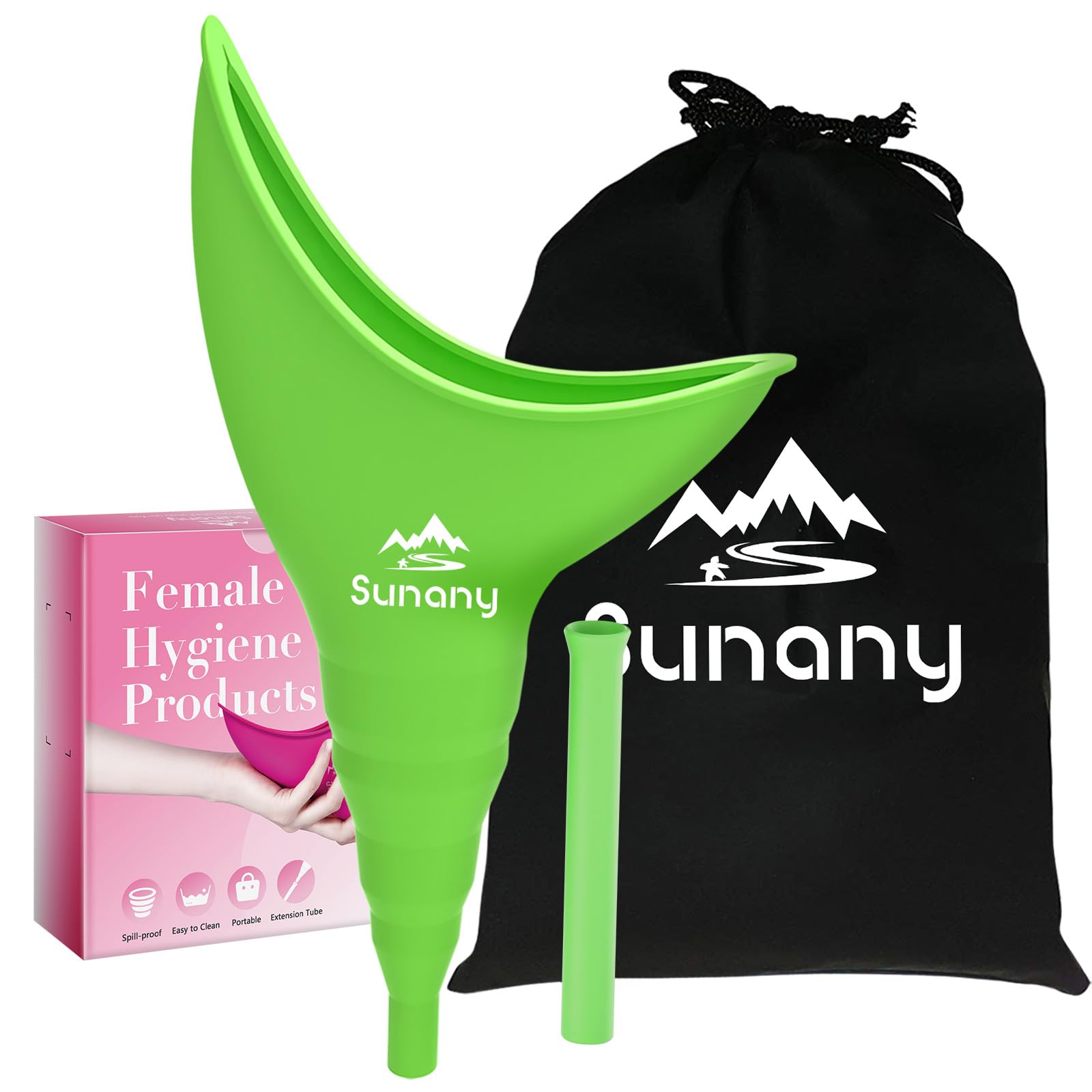 Sunany Female Urination Device, Female Urinal Silicone Funnel Urine Cups Portable Urinal for Women Standing Up to Pee Funnel Reusable Women Pee Funnel, Outdoor, Activities, Camping
