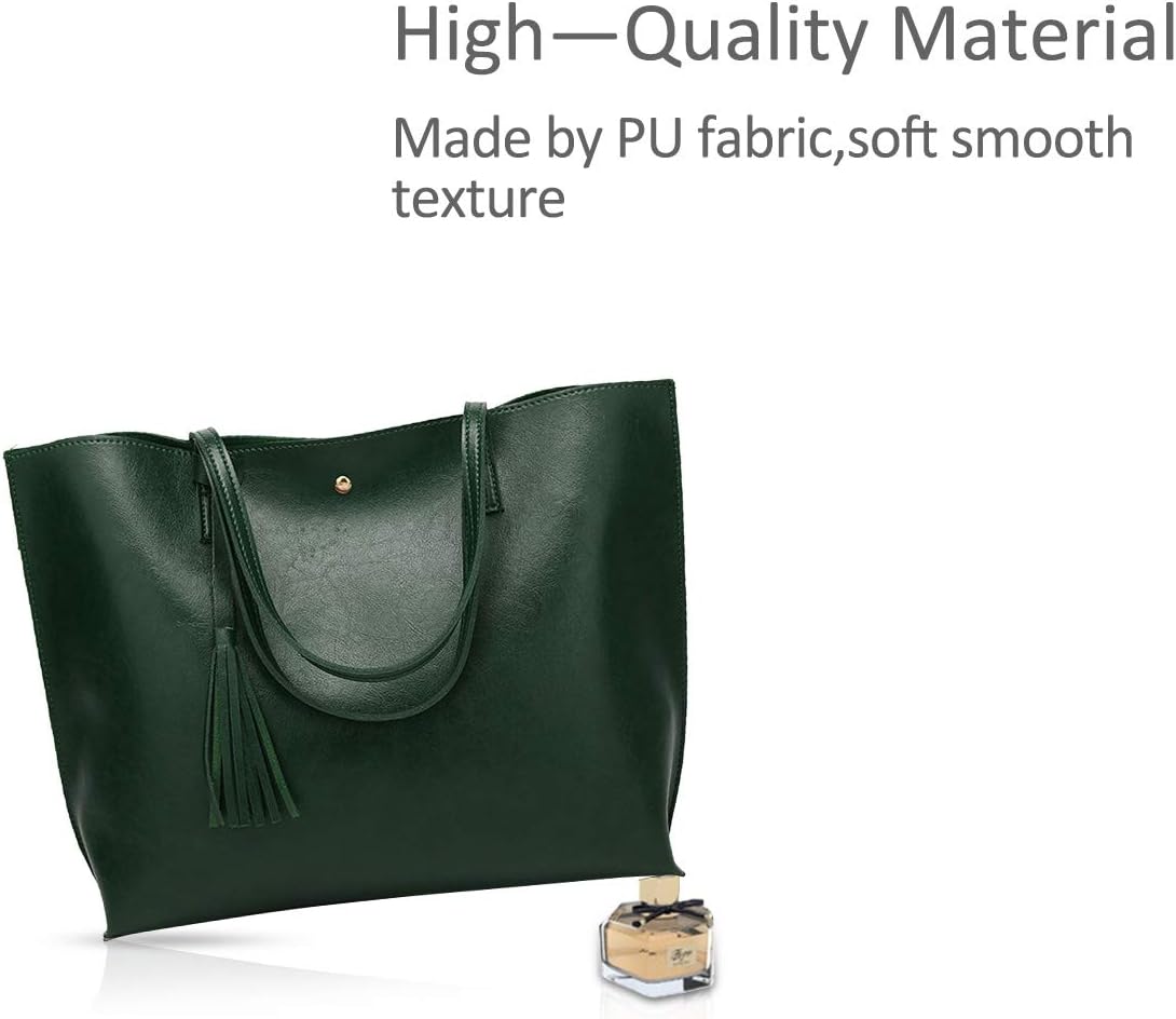 NICOLE&DORIS Women Tote bag PU leather handbag shoulder bag fashion large handbag Dark Green - Image 4