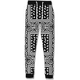 Tojoo Black Bandana Paisley Pants for Men Women Red Bandanas Print Clothing Hip Hop Jogger Pants Blue Athletic Sweatpants