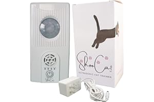 Shoo Cat Ultrasonic Trainer. Motion Activated Cat Trainer for Counters, Furniture, and Christmas Tree Defense. Teach Cats to Stay Away from Indoor Plants Without Messy Sprays or Shock.