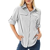 Toumett Women's UPF 50 Long Sleeve Sun Protection Shirts Safari Fishing Hiking