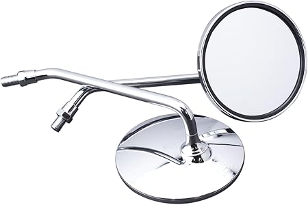 Amazon オーソドックスなデザイン ラウンド 丸型 メッキ ミラー 左右セット M10正ネジ対応 交換や補修に最適なデザイン クロムメッキ ミラー 車 バイク
