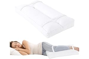 BALAPET Knee Pillow for Side Sleepers, 3” Height 100% Cotton Cover Pillow Between Legs for Aligns Spine, Supportive Leg Pillow with Elastic Bands for Pregnancy Relieves Pressure Hip Elevation