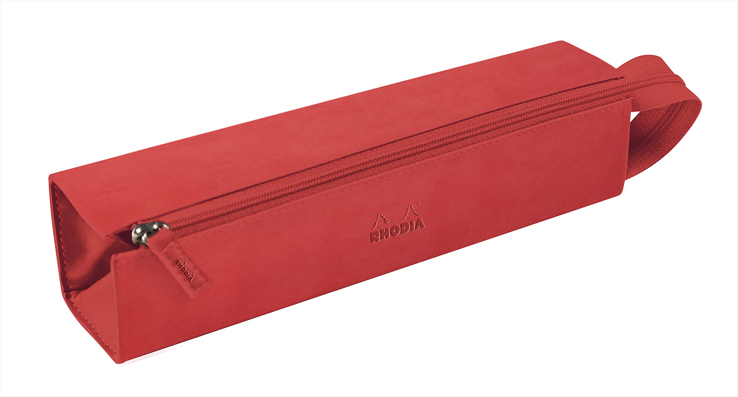 RHODIA 319037C - Pencil case Rhodiarama Coral - 23x5x5 cm - Flat opening for use as a pencil case - Faux leather - Storage for pens, pencils, markers, small supplies