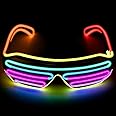 YouRfocus Led Light Up Glasses Shutter Shades Multi-Color, Glow in the Dark Neon Rave Glasses for Rave Party, EDM, Halloween Costumes (7 Colors)
