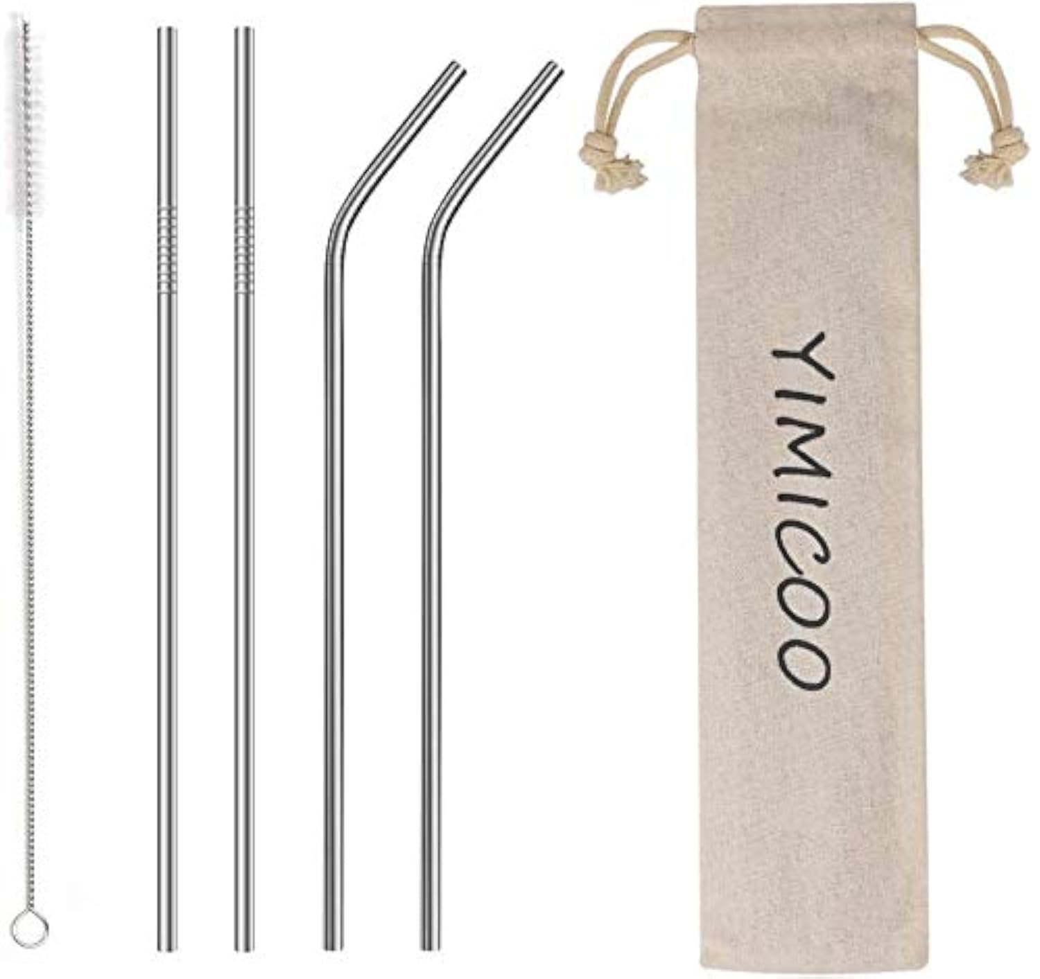 Photo 1 of 4PCS Reusable Metal Straws,8.5" Stainless Steel Straws with Case -Cleaning Brush for 20 Oz for Tumblers (Silver)