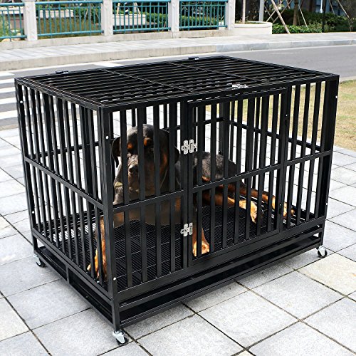 Bestmart INC 48" Heavy Duty Dog Cage Square Tube Crate Kennel Metal Pet Playpen Portable w/ Tray NEW