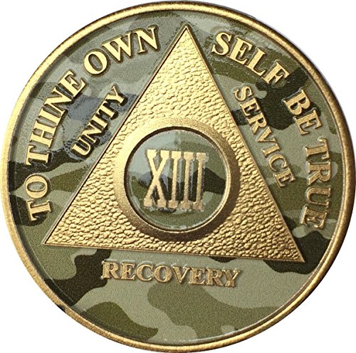13 Year AA Medallion Camo Gold Plated Anniversary Chip Camouflage Color