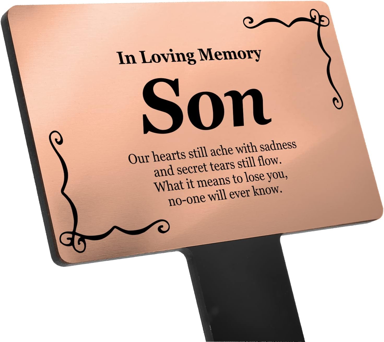 Plaques & Wall Art - OriginDesigned Son Memorial Remembrance Plaque Stake - (Silver/Gold/Copper/Black & White) Waterproof, Outdoor, Grave Marker, Tribute, Plant Marker (Copper)