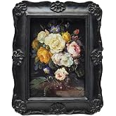 SYLVIA'S SHOP 2.5x3.5 Small Vintage Oval Picture Frame, Mini Antique Black Grey Ornate Photo Frame, for Tabletop and Wall Display, Retro Home Decor, Old Fashioned Photo Gallery Art by Amazon