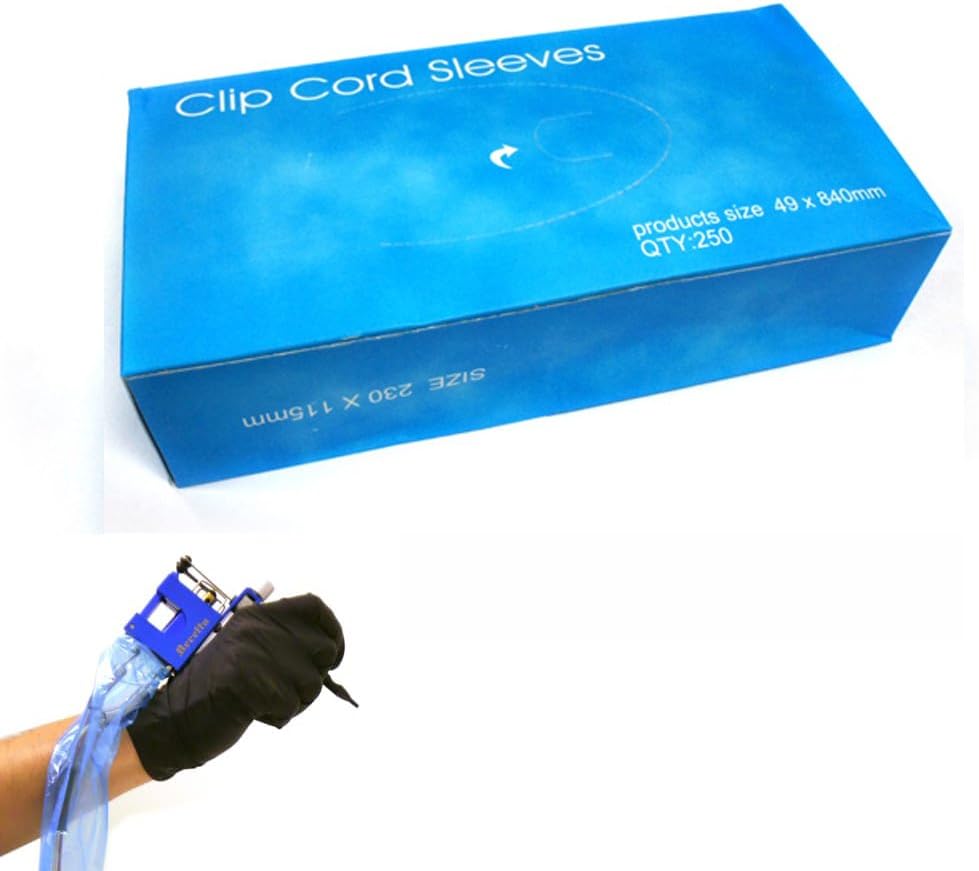 250 Pcs Tattoo Clip Cord Sleeves Disposable Cover Bags Blue Color