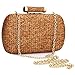 YYW Straw Purse for Women Hand-Woved Evening Handbag Party Wedding Summer Beach Bag Wicker clutch (Gold)