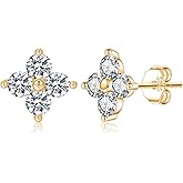 Reffeer Solid 925 Sterling Silver CZ Flower Stud Earrings for Women Teen Girls Crystal Flower Earrings Studs for Spring