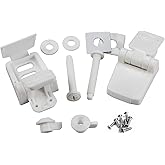 Meaferks Toilet Seat Hinges Replacement Parts &ndash; White Plastic Hinge Set with Screws, Connectors, Double Mounting Slots optional, Universal Fit for Wooden Toilet Seats, 1 Pair White (MFL16)