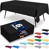 misaya 6 Packs Plastic Table Cloth Black Disposable Tablecloth | Waterproof Rectangle Tablecloth, Leakproof &amp; Sturdy Decorative Table Covers for Halloween, Party and Outdoor, 54" x 108"