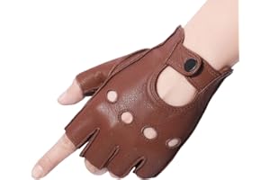 Meetoget Driving Gloves for Men Deerskin Leather Fingerless Unlined Gloves CAM03