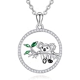 Dreamboat Women's Koala Pendant Necklace, 925 Sterling Silver, Cubic Zirconia, 18 Inch Chain for Women, Koala Lovers