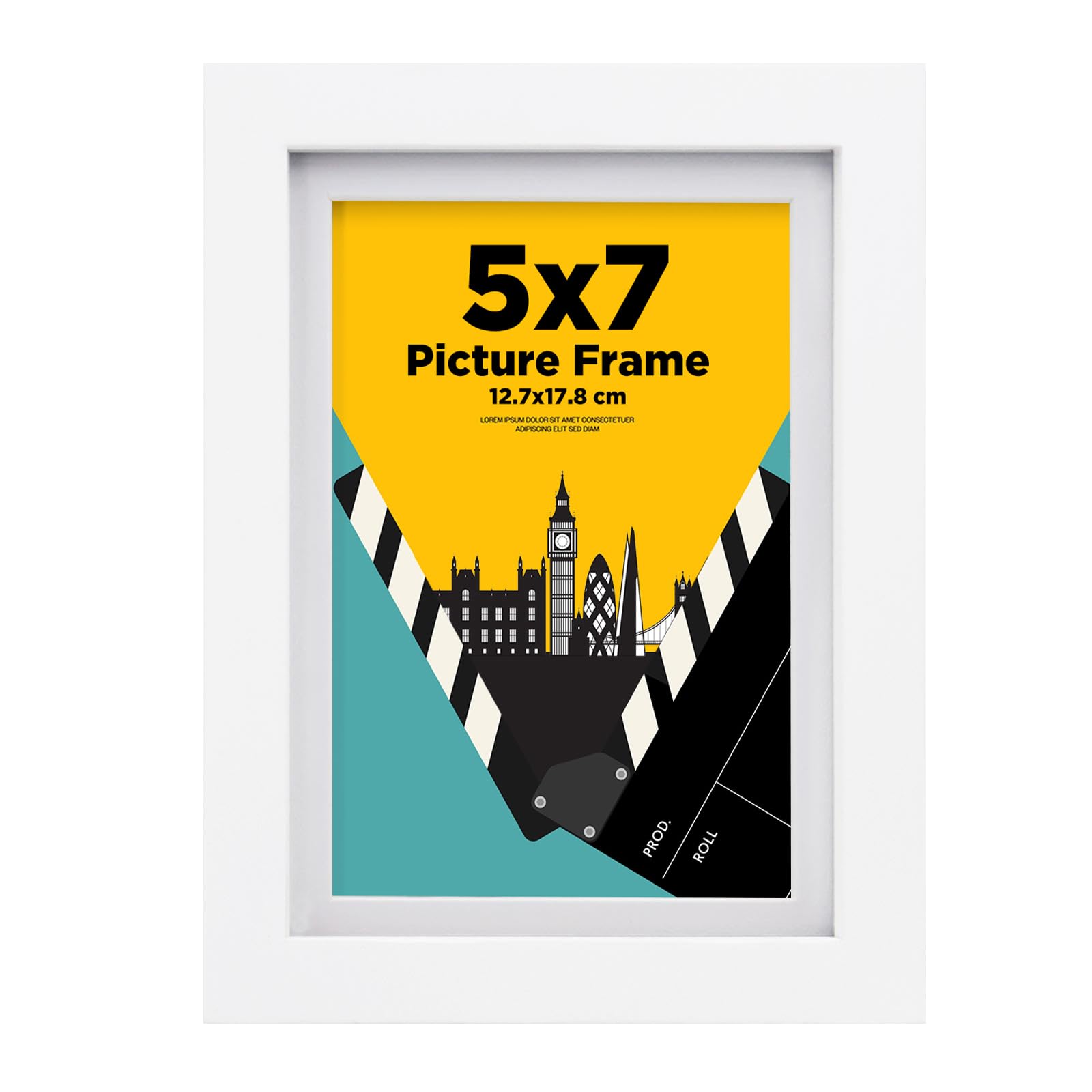 EGOFINE 7x5 Picture Frame,100% Solid Wood Frame with 4x6 Mat,7x5 Photo Frame with Acrylic Glass,17.8x12.7cm Small frame for Tabletop and Wall Mounting,White
