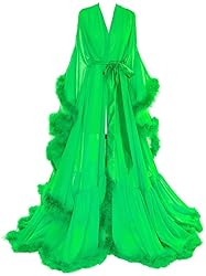 Feather Bridal Robe for Women Long Fur Sheer