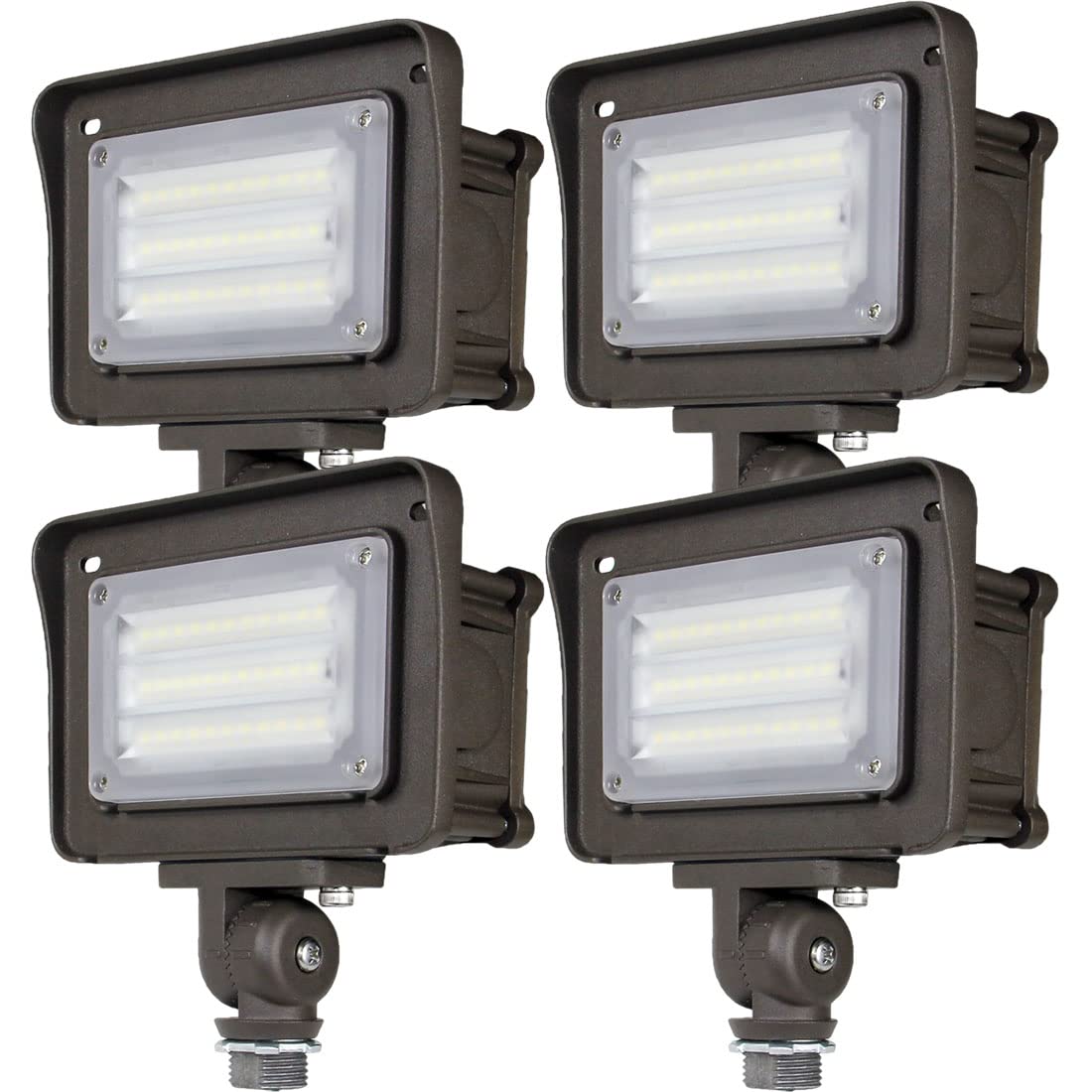 Photo 1 of DAKASON 30W LED Flood Light Outdoor, Dusk-to-Dawn Photocell 180° Adjustable Knuckle, 3600LM 5000K Replaces 100W HPS/MH, IP65 Waterproof Outdoor Security Lighting Fixture, ETL Listed, 4 Pack