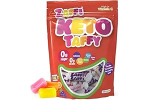 ZOLLIPOPS Zaffi Keto Taffy Sugar Free Candy - Dye Free, Keto & Diabetic-Friendly, Dentist-Approved Treats for Kids (Natural Fruit Flavor, 5 oz)