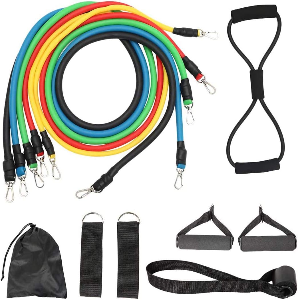 Bangcool 12PCS Resistance Bands Set Practical Elastic Band Fitness Yoga Band with Handle latex loops