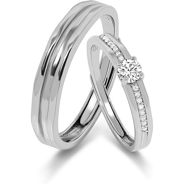 Meissa 2 paar ringen voor mannen en vrouwen 925 Sterling zilveren brede