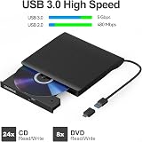 ORIGBELIE External CD DVD Drive USB 3.0 Burner RW ROM Player Laptop Mac Win view 3